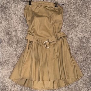 Chic khaki denim mini dress